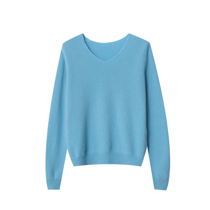 Damen eleganter V-Ausschnitt Pullover aus weichem Material Drune