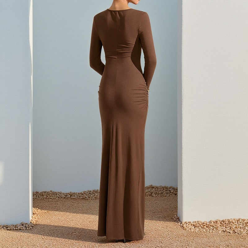 Damen Elegantes Maxi-Kleid mit raffiniertem Cut-Out-Design und taillierter Silhouette Drune