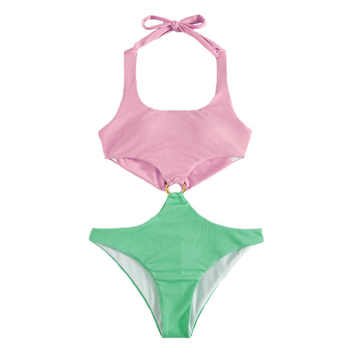 Damen Designer-Bikini mit modischem Rippendesign und dekorativem Ring Drune