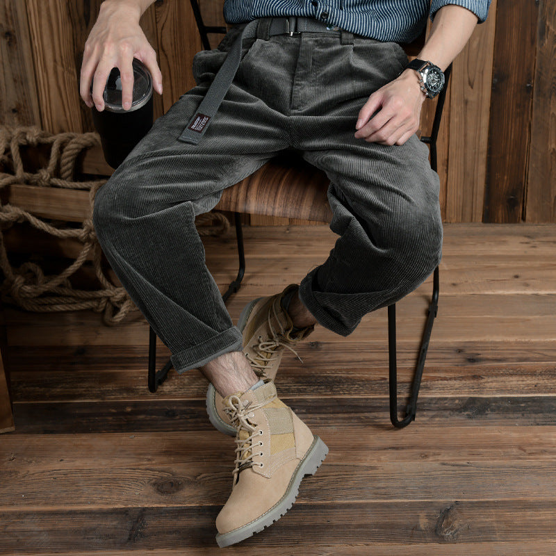 Herren Robuste Wildleder-Schnürstiefel mit gepolsterter Knöchelmanschette Drune