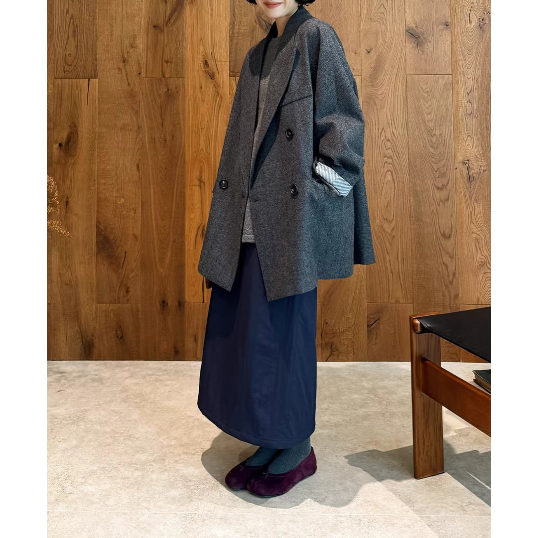 Damen Modischer Oversized Blazer mit doppelter Knopfleiste Drune