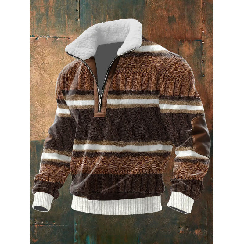 Herren Urbaner Fleece Pullover mit Baum-Motiv Drune