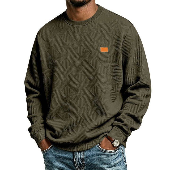 Herren strukturiertes Rundhals-Sweatshirt aus Feinstrick mit gewebter Struktur Drune