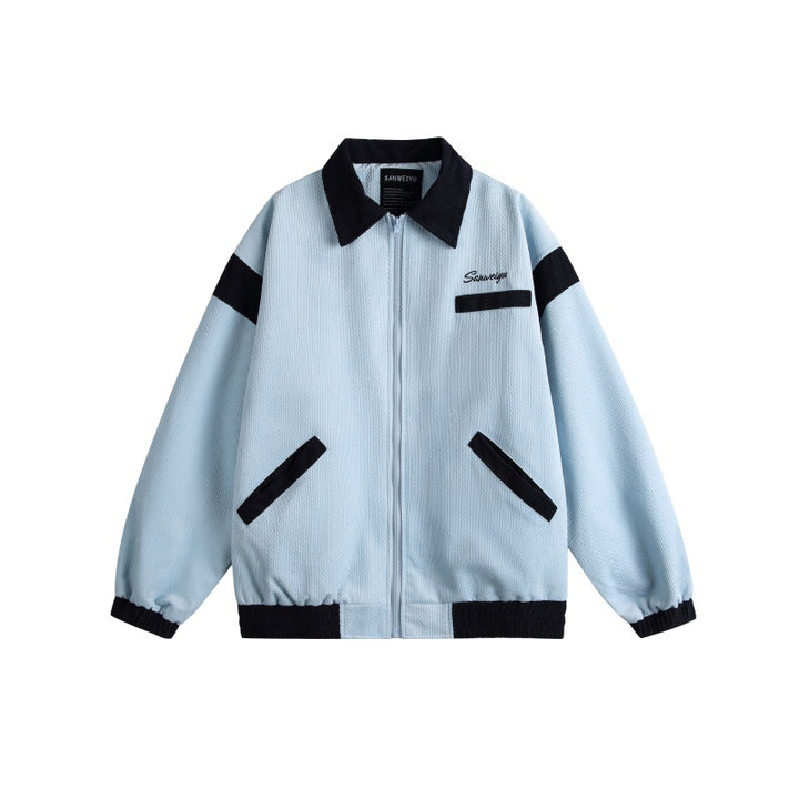 Unisex Harrington-Blousonjacke mit Strukturstoff und Kontrastbesatz Drune