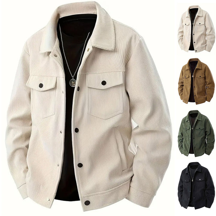 Herren nan Cordjacke im klassischen Arbeiterjacken-Schnitt mit Druckknöpfen und Brusttaschen Drune
