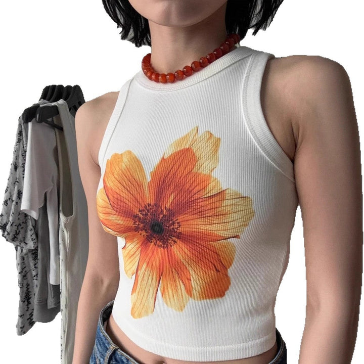 Damen ärmelloses Oberteil mit floralem Stickdesign Drune