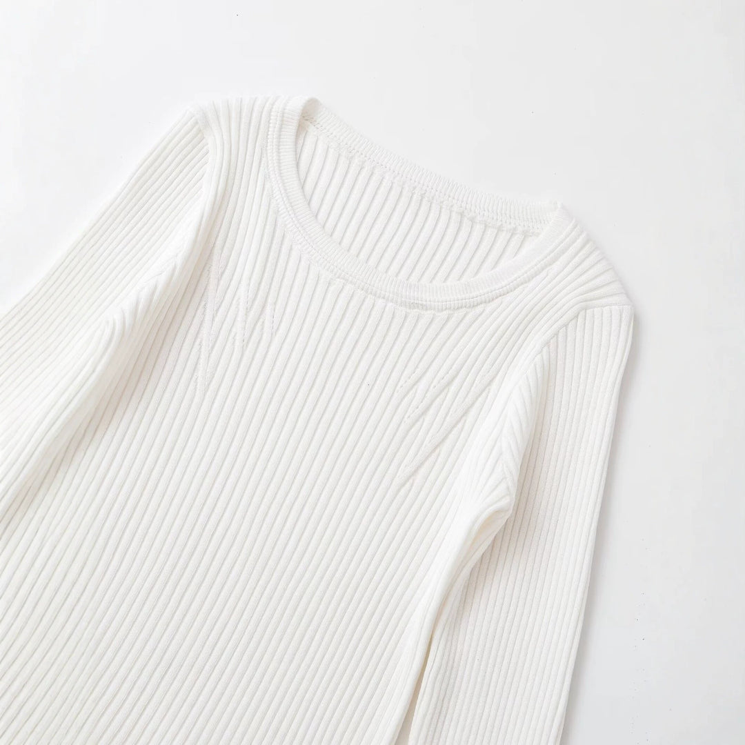 Damen Rippstrick-Longsleeve mit asymmetrischem Wellensaum Drune