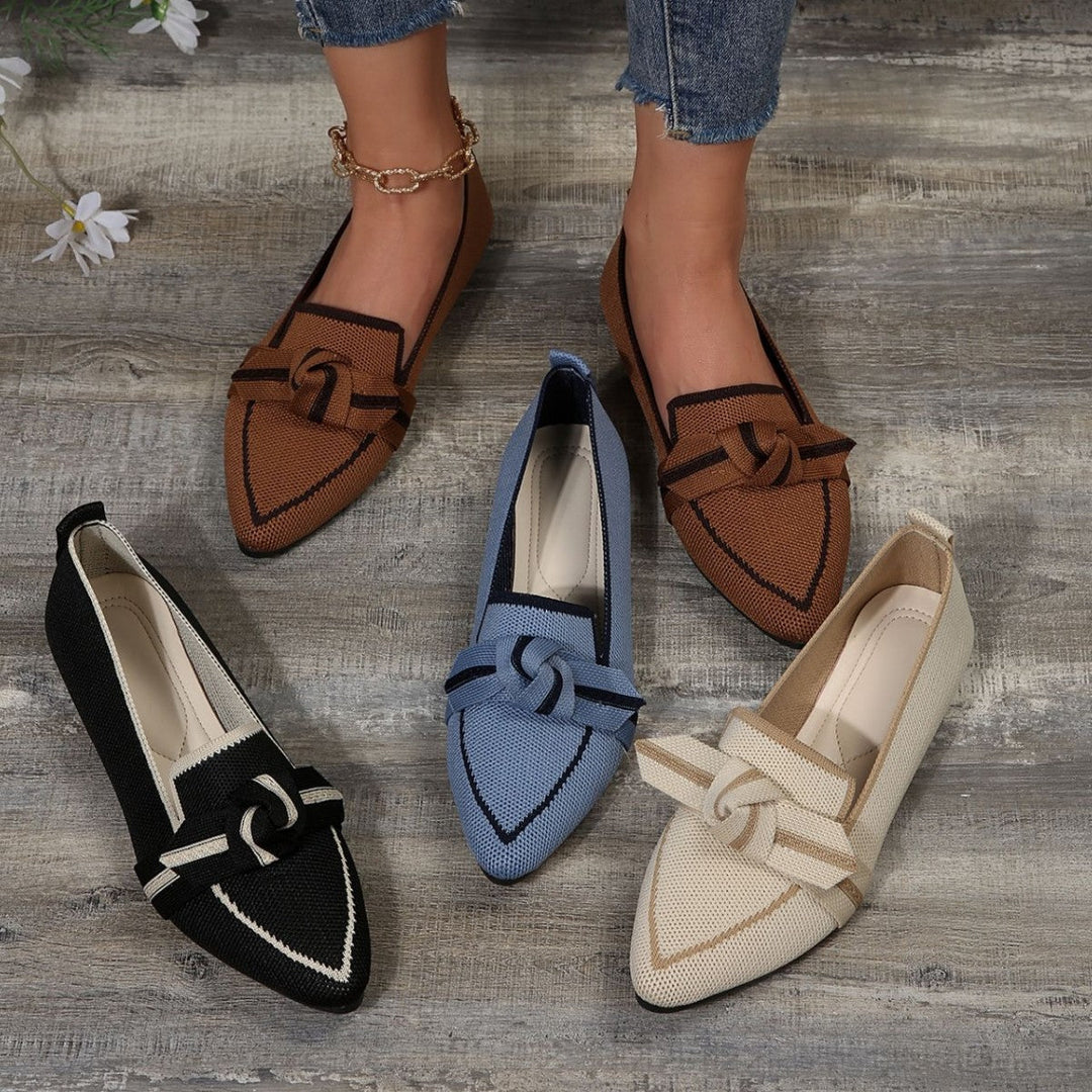 Damen Ballerinas mit modischem Streifendesign und charmantem Schleifenakzent Drune