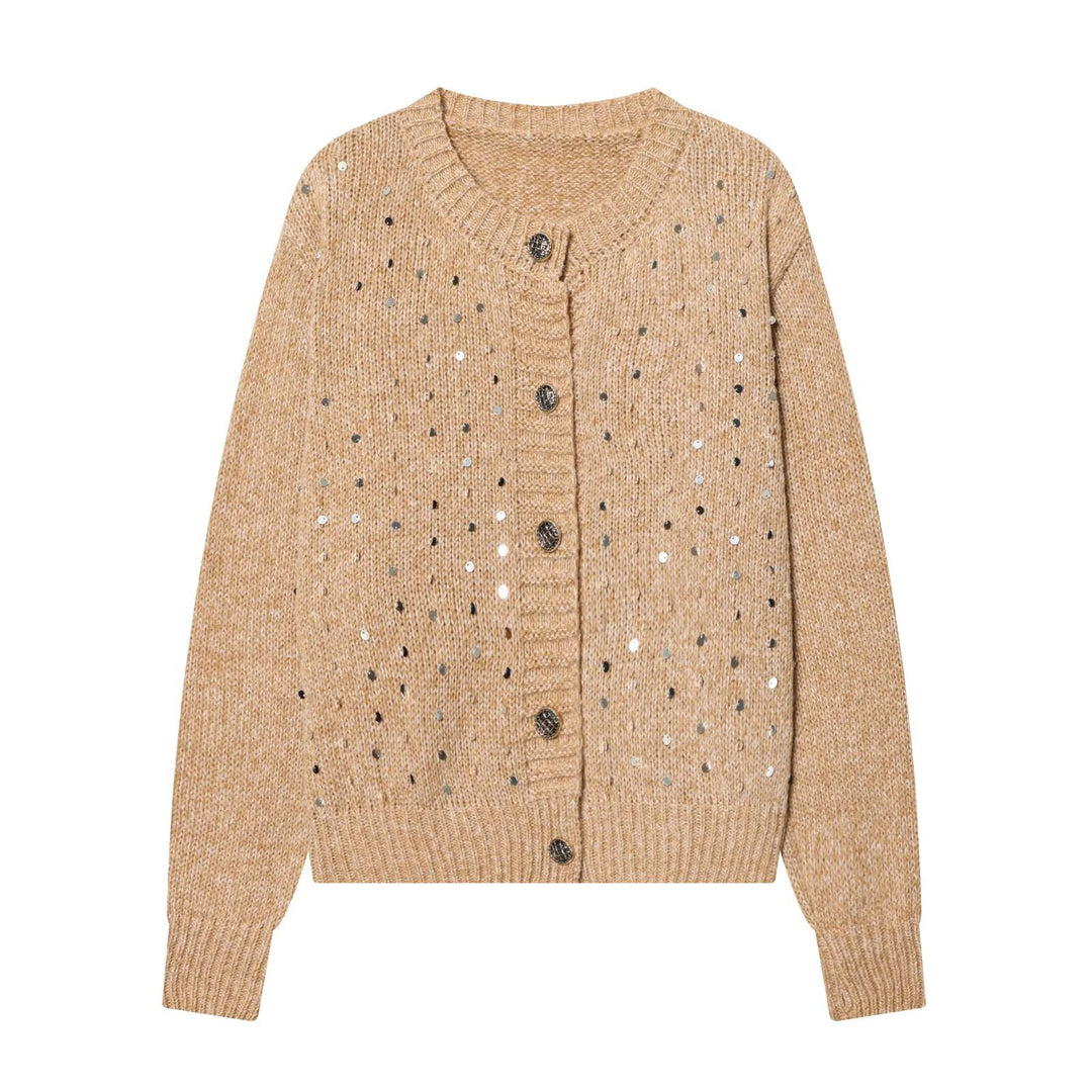 Damen Strickcardigan mit Pailletten und Zierknöpfen Drune