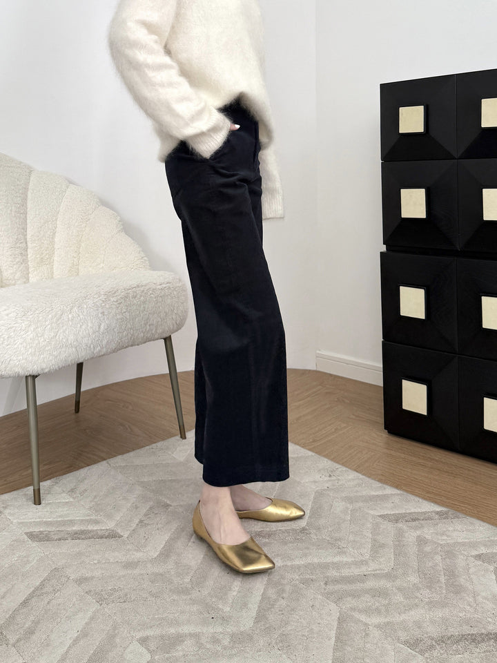 Damen Hochtaillierte Samt-Culotte mit weitem Bein und dezenten Eingrifftaschen Drune