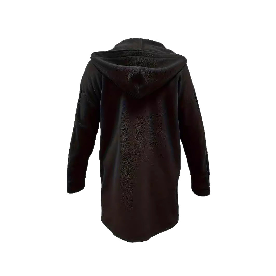 Damen Oversize Teddy-Mantel mit Knopfleiste und großem Revers Drune