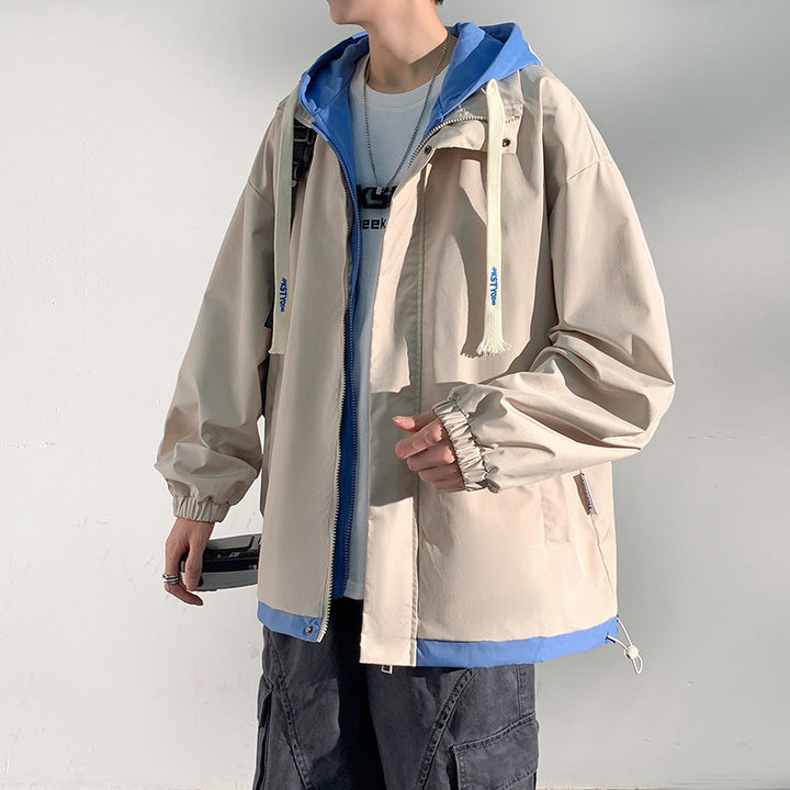 Herren zweilagige Softshell-Overlayerjacke mit Kapuze, wind- und wasserabweisender Membran und verstellbarem Saum Drune