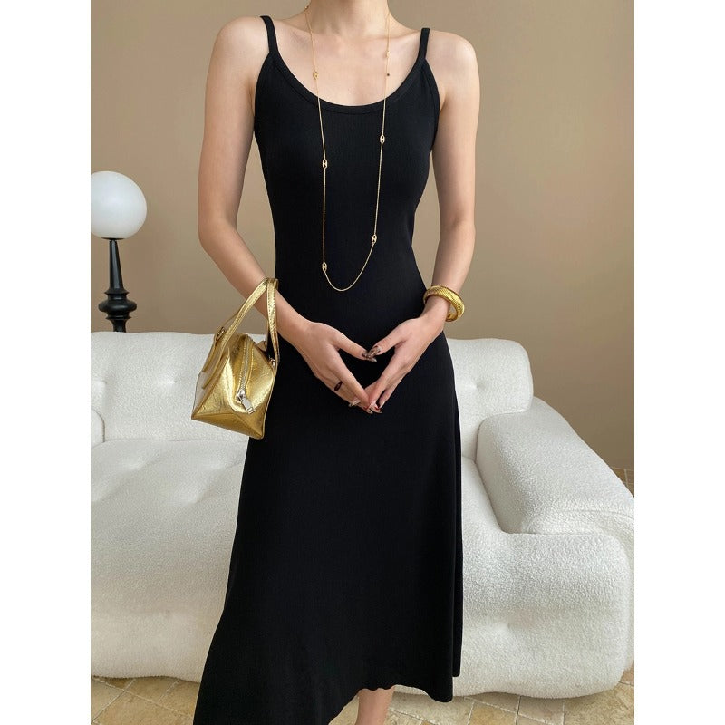 Damen elegantes Maxikleid mit schmalen Trägern und figurschmeichelndem Schnitt Drune