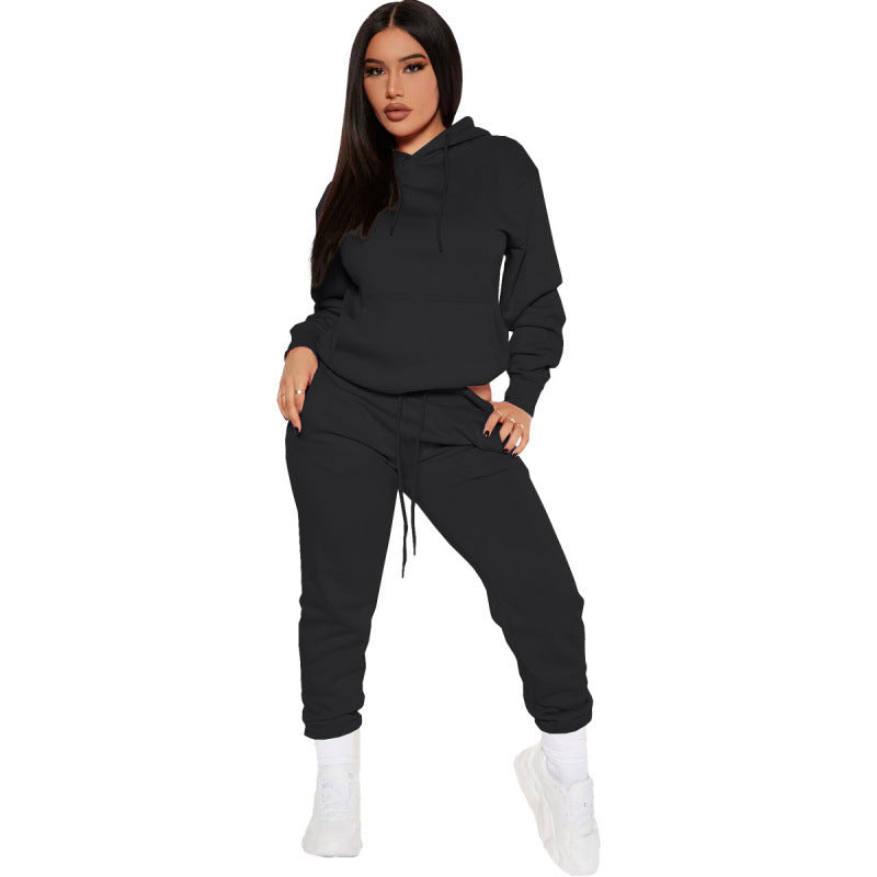 Damen nan zweiteiliges Lounge-Set mit Kapuzenpullover und High-Waist Jogginghose aus weichem French Terry Drune