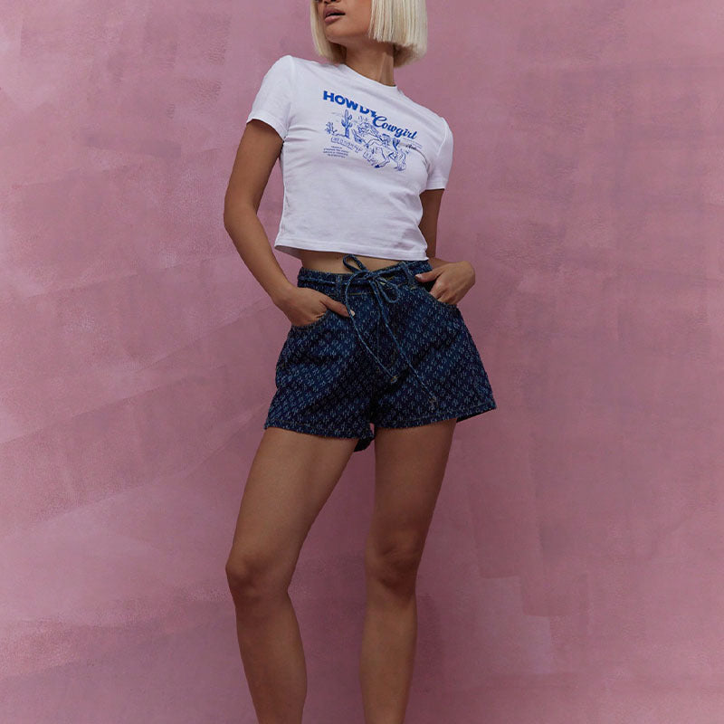 Damen Jeans-Shorts mit verstellbarem Bund und trendigem Schnitt Drune