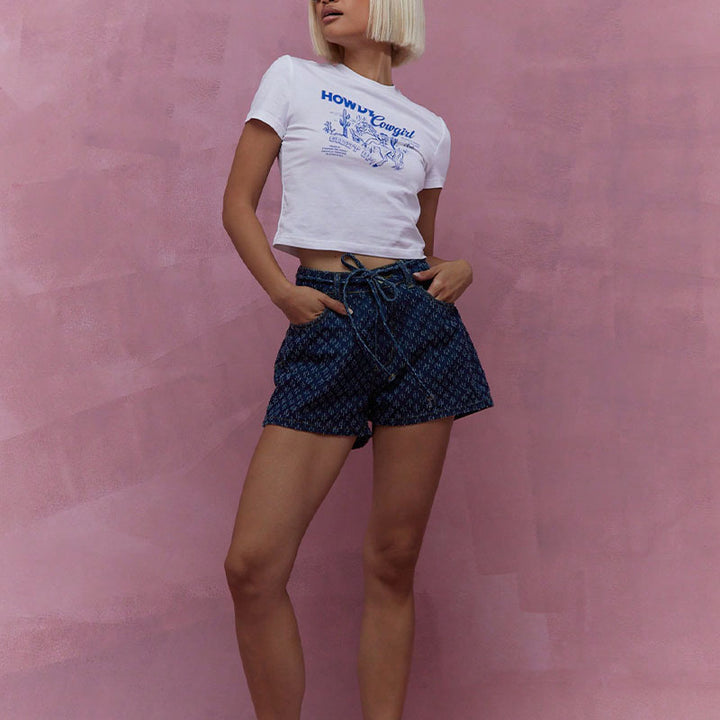 Damen Denim-Shorts mit verstellbarem Bund und lässigem Schnitt Drune