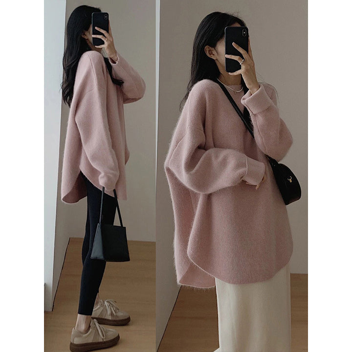 Damen Kuscheliger Oversized Pullover aus weichem Strickmaterial mit lässigem Schnitt Drune