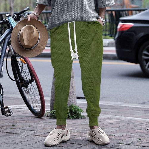 Herren nan Thermo-Zopfstrick-Jogginghose mit breitem Rippenbund und dekorativer Kordel Drune