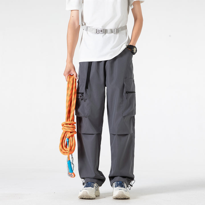 Herren Baggy‑Technische Cargo‑Hose mit integriertem Sicherheitsgurt und verstellbarem Saum Drune