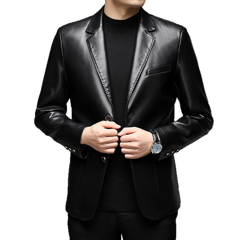 Herren Kunstleder-Sakko mit schlanker Passform und Notch-Revers Drune