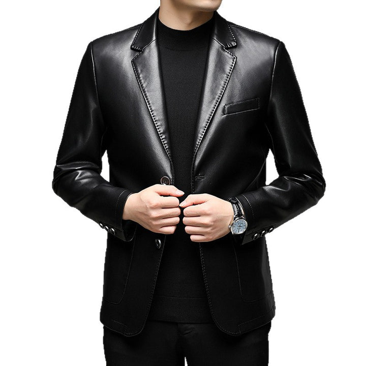Herren Kunstleder-Sakko mit schlanker Passform und Notch-Revers Drune