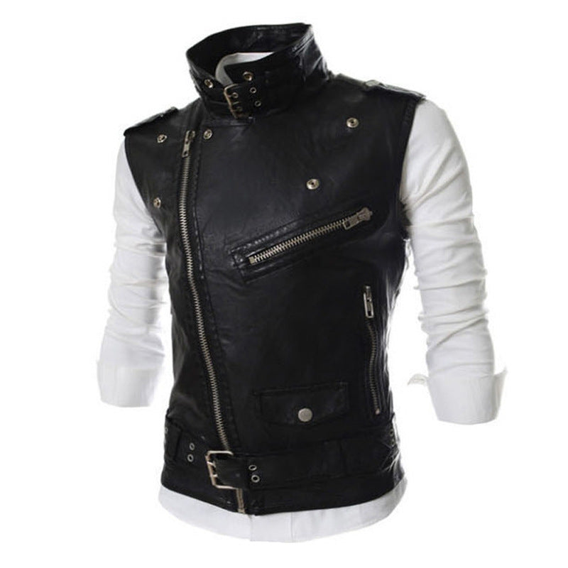 Herren Biker-Weste mit asymmetrischem Reißverschluss