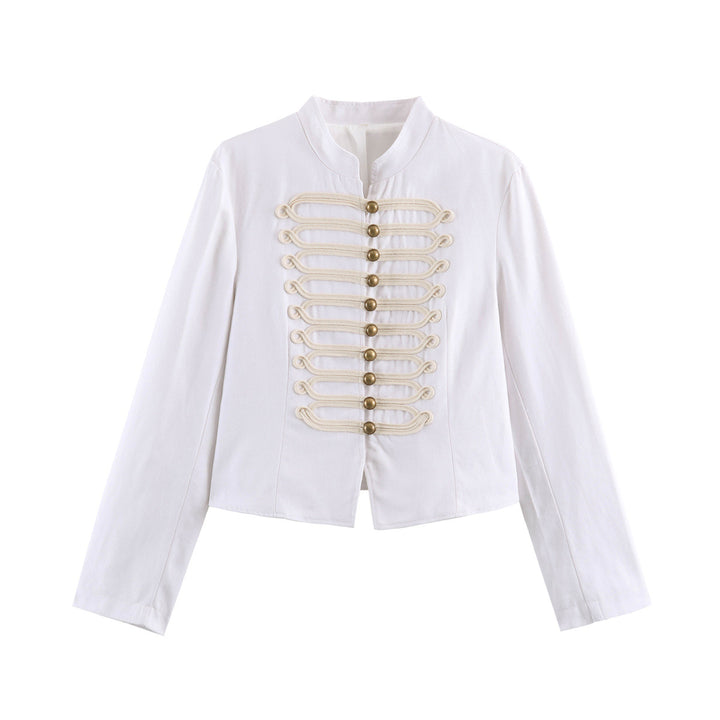 Damen Kurze Husarenjacke mit dekorischen Schlaufen und Stehkragen Drune