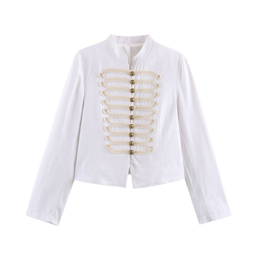 Damen Kurze Husarenjacke mit dekorischen Schlaufen und Stehkragen Drune
