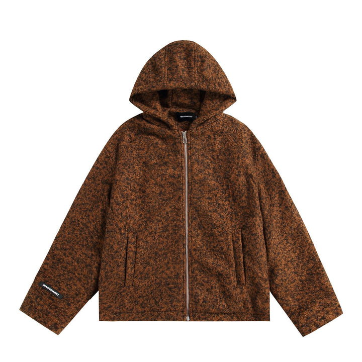 Damen Kapuzenblouson aus Wollmix mit voluminöser Struktur und Reißverschluss Drune
