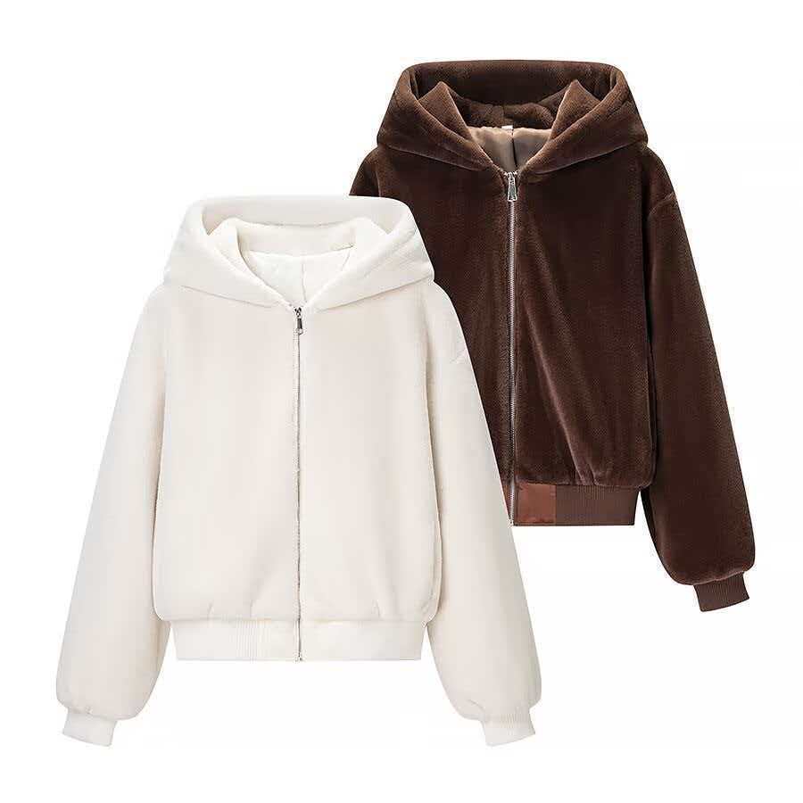 Damen Wende-Kapuzenblouson mit Plüsch- und Fleece-Seite Drune