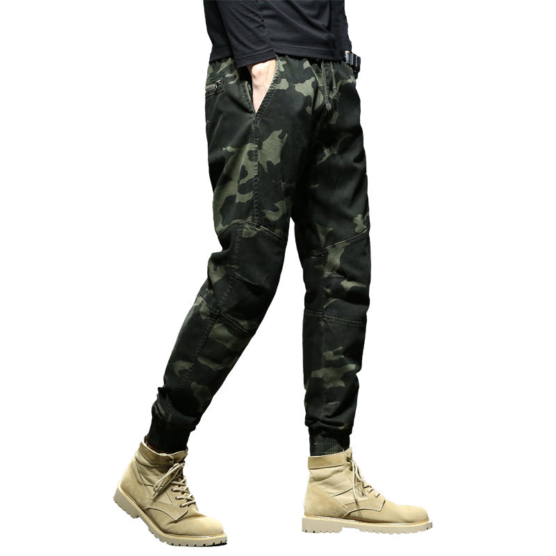 Herren Camouflage-Utility-Joggerhose mit verstärkten Kniepaneelen, verdeckten Reißverschlusstaschen und elastischem Knöchelabschluss Drune