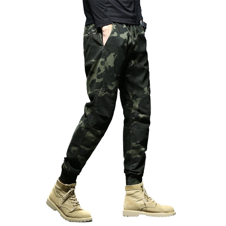 Herren Camouflage-Utility-Joggerhose mit verstärkten Kniepaneelen, verdeckten Reißverschlusstaschen und elastischem Knöchelabschluss Drune