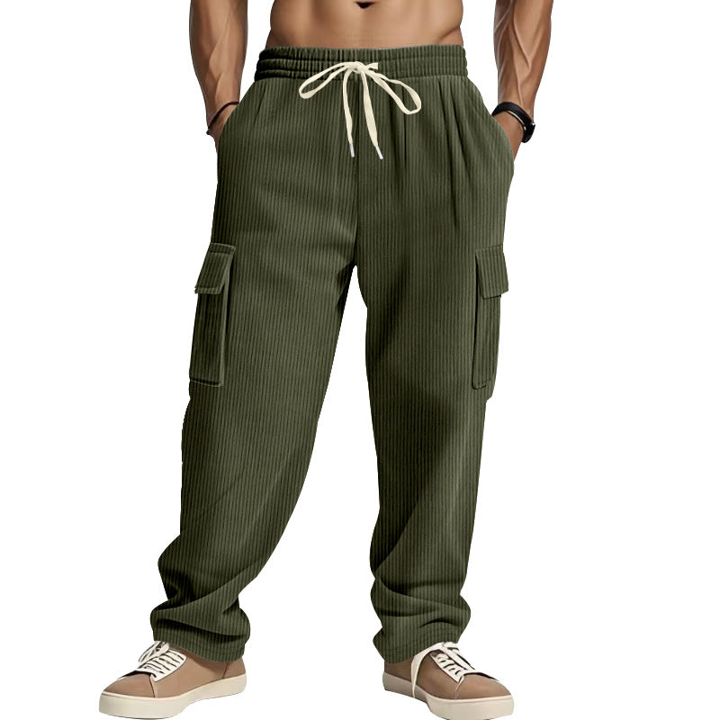 Herren Cordcargo-Hose mit weitem Bein, Tunnelzugbund und aufgesetzten Cargotaschen Drune
