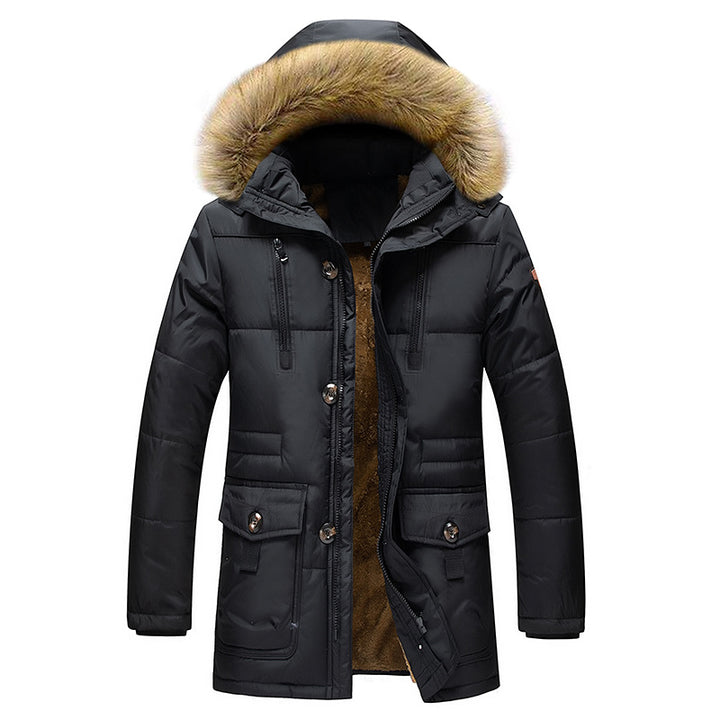 Herren Urbaner Winterparka mit Doppelverschluss, pelzbesetzter Kapuze und multifunktionalen Utility‑Taschen Drune