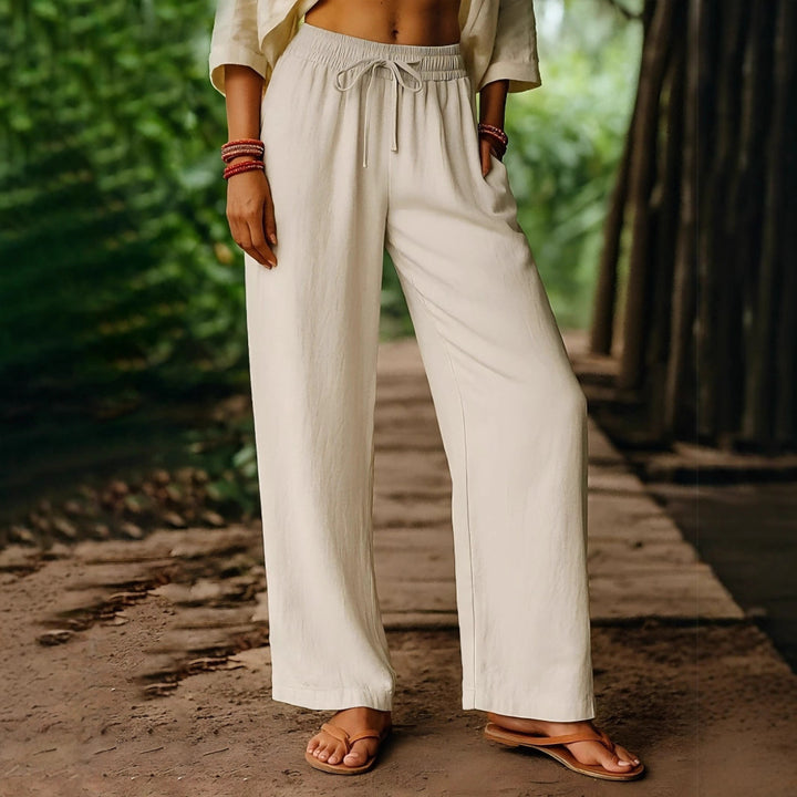 Damen Luftige Freizeithose mit weitem Schnitt und elastischem Bund Drune