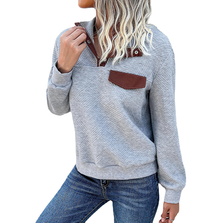 Damen Trendiger Pullover mit Stehkragen und geometrischem Muster Drune