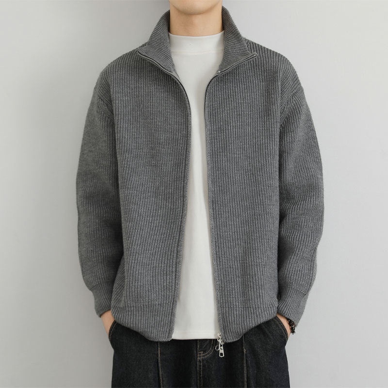 Herren Strickjacke mit Stehkragen und Reißverschluss Drune
