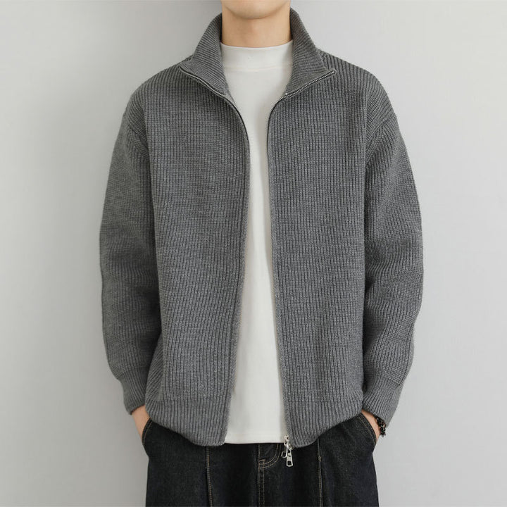Herren Strickjacke mit Stehkragen und Reißverschluss Drune