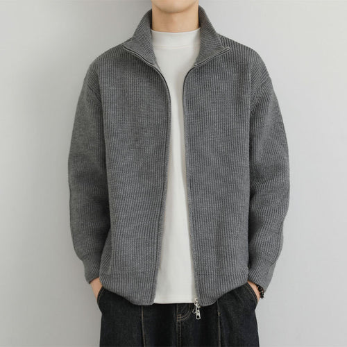 Herren Strickjacke mit Stehkragen und Reißverschluss Drune