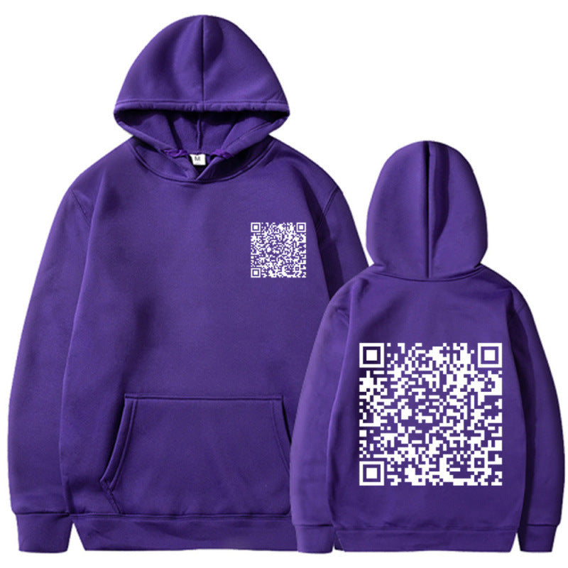 Damen Sportlicher Kapuzenpullover mit QR-Code Drune