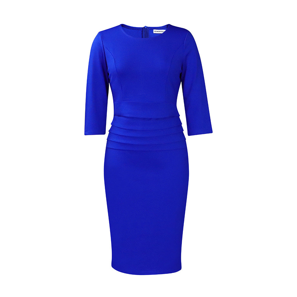 Damen Elegantes und figurbetontes Midi-Kleid mit 3/4-Ärmeln Drune