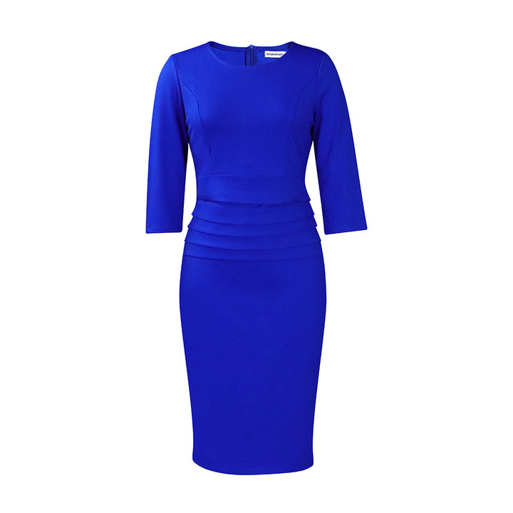 Damen Elegantes und figurbetontes Midi-Kleid mit 3/4-Ärmeln Drune
