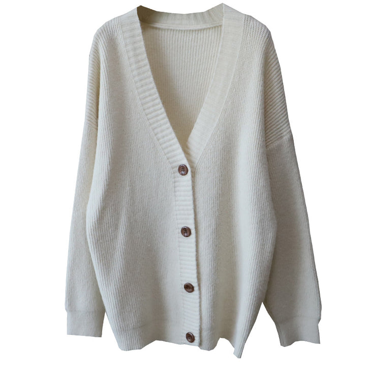 Drune | Cardigan - Damen Herbst Oversized Knopf-Cardigan mit Rippstrick