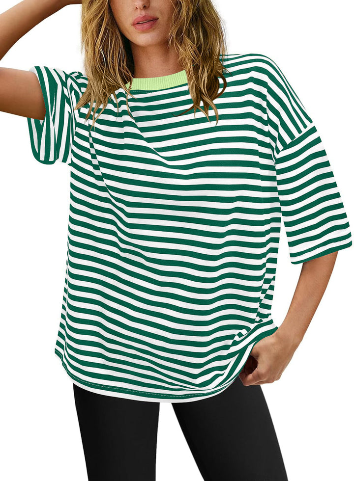 Damen Übergrößen T-Shirt mit Streifenmuster Drune