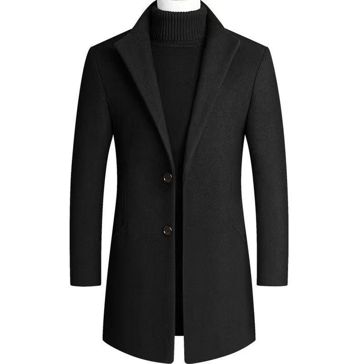 Herren eleganter Wollmantel mit modernem Schnitt und klassischen Details Drune