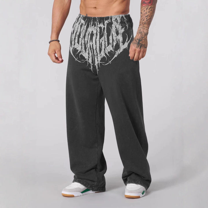 Herren nan weiche gewaschene Jogginghose mit weitem Schnitt und elastischem Bund Drune