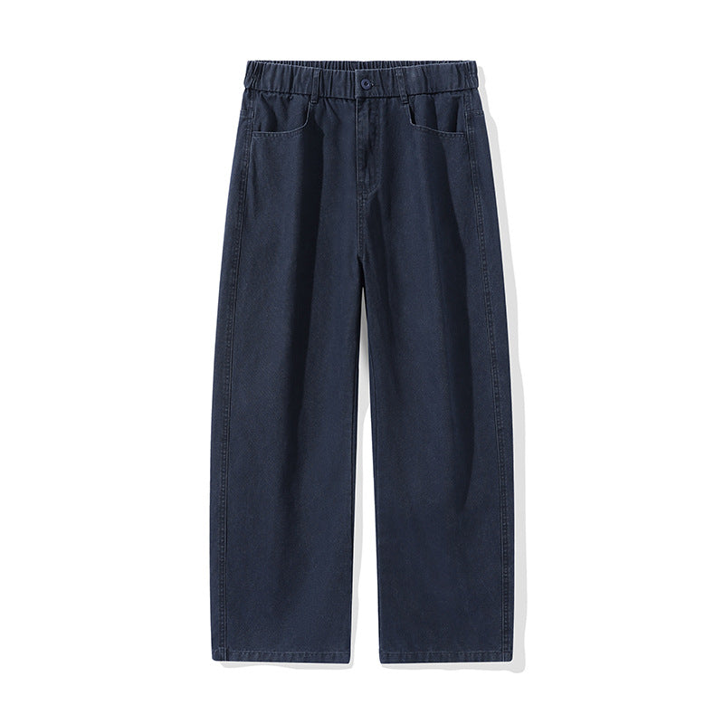 Herren Weite Baumwollhose mit elastischem Bund, geradem Bein und Eingrifftaschen Drune