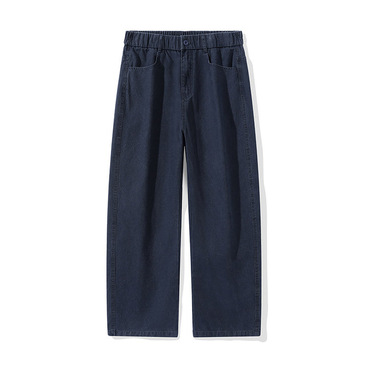 Herren Weite Baumwollhose mit elastischem Bund, geradem Bein und Eingrifftaschen Drune