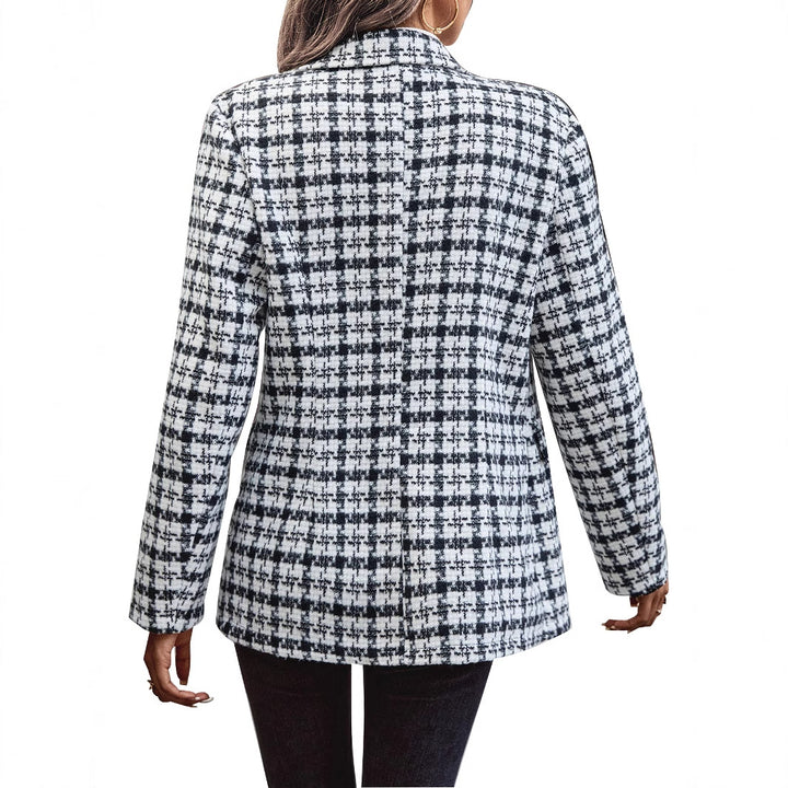 Damen Karierte Blazerjacke mit doppelter Knopfleiste und lässigem Schnitt Drune