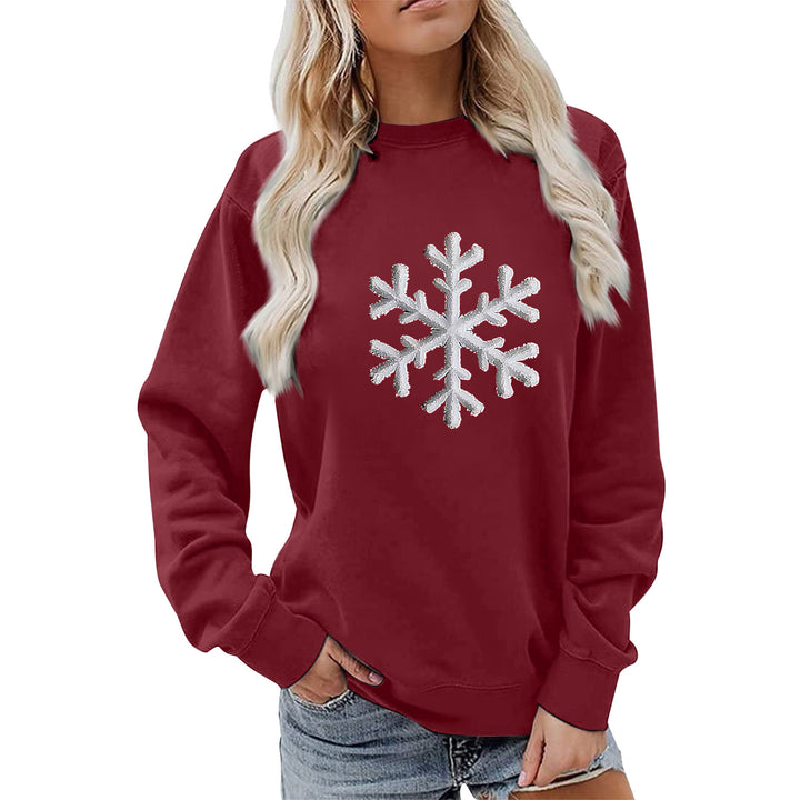 Damen Sweatshirt mit funkelndem Schneeflockenmotiv und lässigem Schnitt Drune